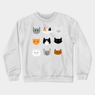 Pattern with cat breads calico, siamese, tabby, tuxedo Crewneck Sweatshirt